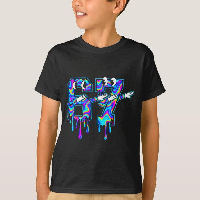 Swirl Six Seven Dab Drip 6 7 Dabbing Meme  T Shirt (Framsida)