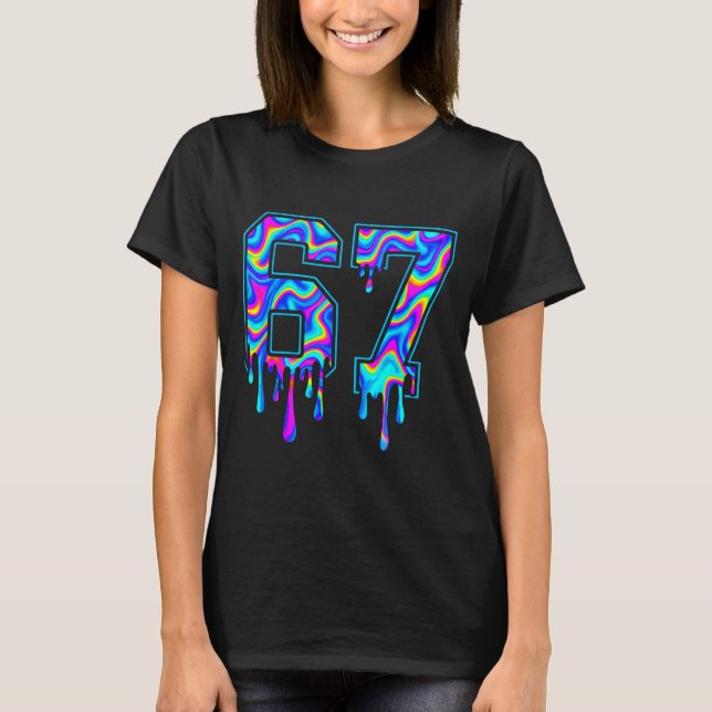 Swirl Six Seven Drip 6 7 Meme Gen Alpha Slang  T Shirt (Framsida)
