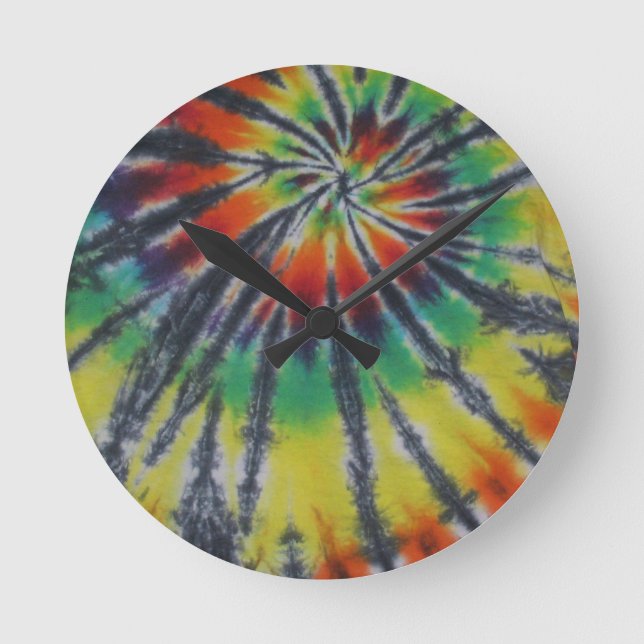 Swirl Spiral Perfekt Classic Tie Dye Phat Dyes Rund Klocka (Framsida)