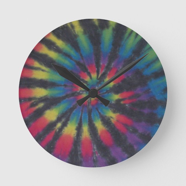 Swirl Spiral Tie Dye PhatDyes Clock Rund Klocka (Framsida)