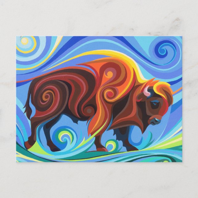 Swirl Spirits Buffalo Bison vykort Power Animal (Framsida)