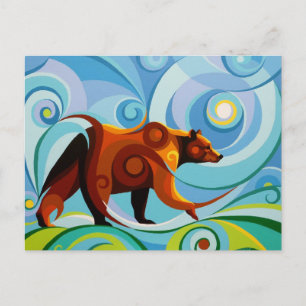 Swirl Spirits Grizzly Bear Postkort Kraftdjur Vykort