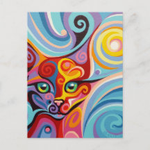 Swirl Spirits Luna Måne Cat Postcard Spirit Animal