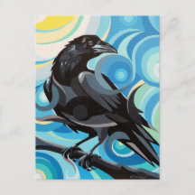 Swirl Spirits Raven Postcard Spirit Power