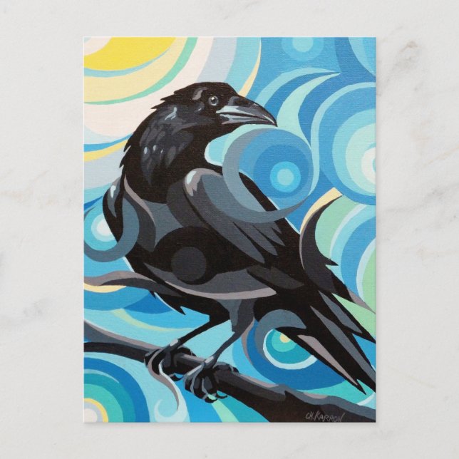 Swirl Spirits Raven Postcard Spirit Power Vykort (Framsida)