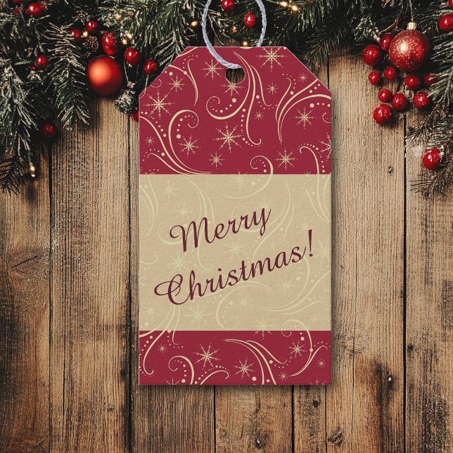 Swirl Stars Guld Helgdag Presentetikett (Skapare uppladdad)