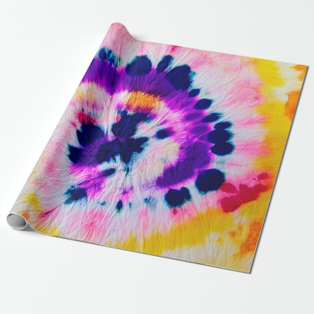 Swirl Tie Dye. Rainbow Fabric Tie Dye. Boho Fashio Presentpapper (Utrullad)