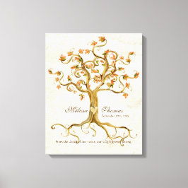 Swirl Träd Roots Antiqued Fall Wedding Art Canvastryck