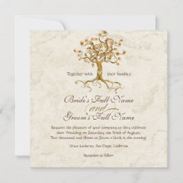 Swirl Träd Roots Antiqued Parchment Bröllop Inbjudningar
