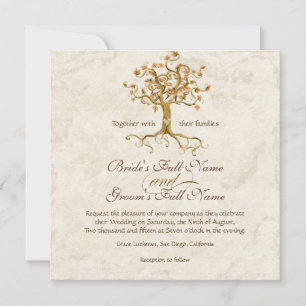 Swirl Träd Roots Antiqued Parchment Bröllop Inbjudningar