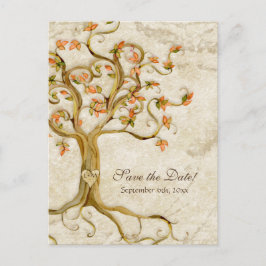 Swirl Träd Roots Antiqued Parchment Bröllop Spara Meddelande Vykort