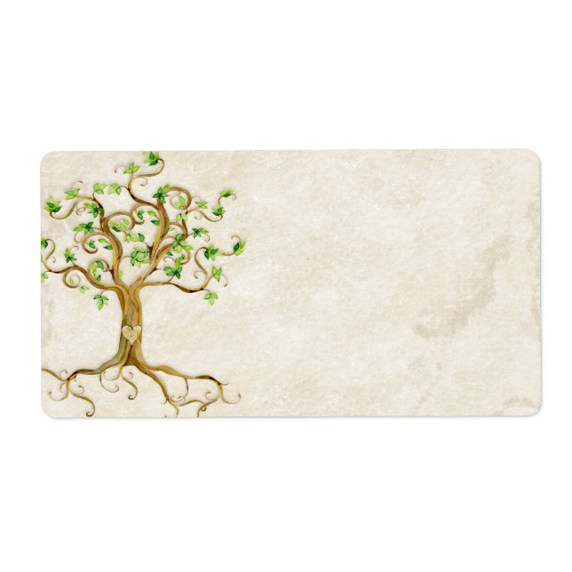 Swirl Träd Roots Antiqued Parchment Bröllop Vår Fraktsedel (Framsidan)