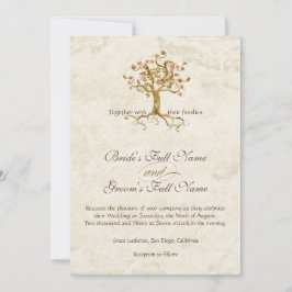 Swirl Träd Roots Antiqued Parchment Monogrammed fö Inbjudningar