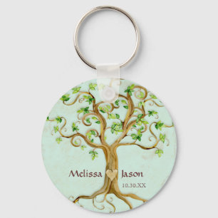 Swirl Träd Roots Antiqued Personlig Namn Heart Nyckelring