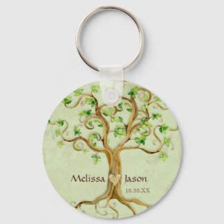 Swirl Träd Roots Antiqued Personlig Namn Heart Nyckelring