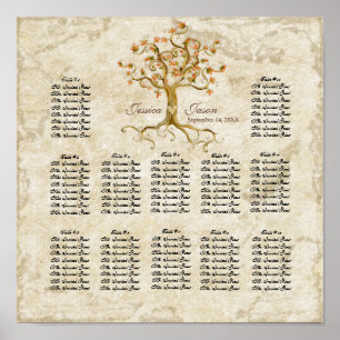 Swirl Träd Roots Antiqued Reception Sittschema Poster
