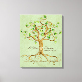 Swirl Träd Roots Antiqued Sage Bröllop Gift Art Canvastryck