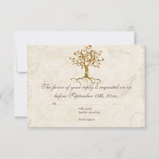 Swirl Träd roots Antiqued Tan OSA Responcard (Framsida)