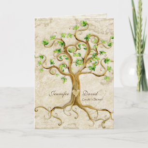 Swirl Träd Roots Antiqued Tan Par Shower Inbjudan