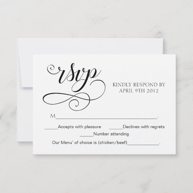 Swirl Typography OSA Script Response Card Rustic (Framsida)