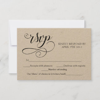 Swirl Typography OSA Script Response Card Rustic
