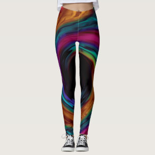 Swirl vågigt silke satinets multifärgad rosa viole leggings