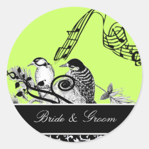 Swirl & Vintage Birds Sticker Runt Klistermärke
