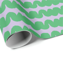Swirl Wave Rand Lilac Grönt Wrapping Papper
