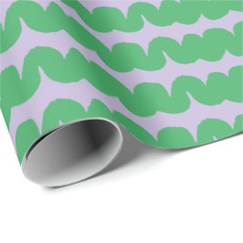 Swirl Wave Rand Lilac Grönt Wrapping Papper Presentpapper