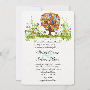 Swirled Blommor-inbjudan Kärlek Träd Inbjudningar