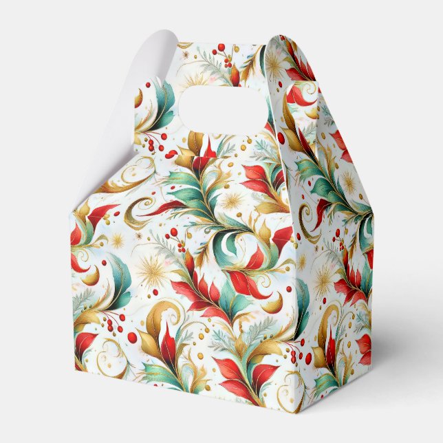 Swirled christmas-blommigt presentaskar (Framsidan Sidan)