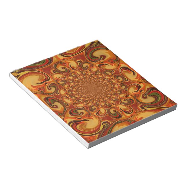 Swirling Abstrakt orange-, brun- och grönt-toner Anteckningsblock (Vinklad)