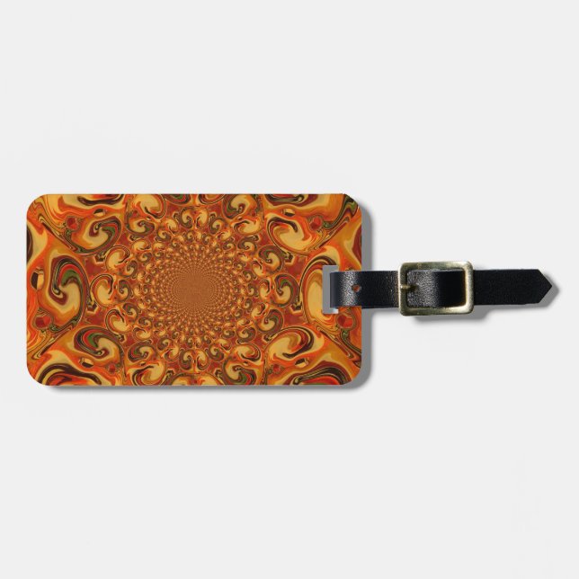 Swirling Abstrakt orange-, brun- och grönt-toner Bagagebricka (Horisontell Framsida)