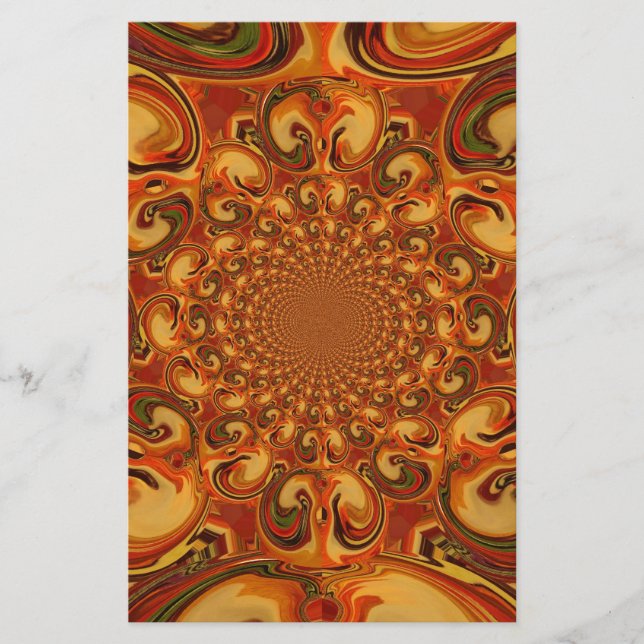 Swirling Abstrakt orange-, brun- och grönt-toner Brevpapper (Framsida)