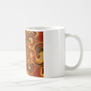 Swirling Abstrakt orange-, brun- och grönt-toner Kaffemugg