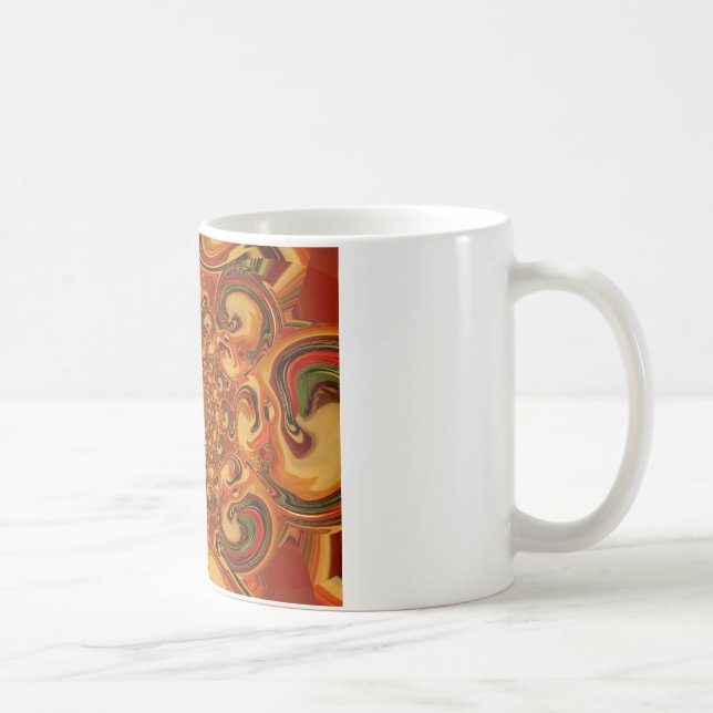 Swirling Abstrakt orange-, brun- och grönt-toner Kaffemugg (Höger)
