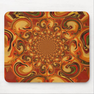 Swirling Abstrakt orange-, brun- och grönt-toner Musmatta