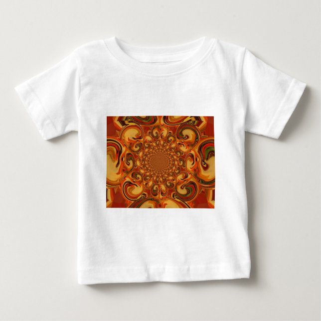 Swirling Abstrakt orange-, brun- och grönt-toner T Shirt (Framsida)