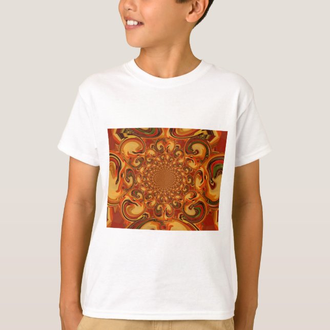 Swirling Abstrakt orange-, brun- och grönt-toner Tee Shirt (Framsida)