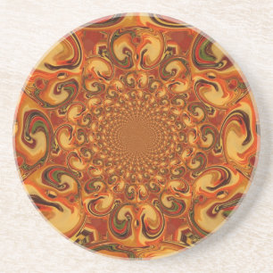 Swirling Abstrakt orange-, brun- och grönt-toner Underlägg Sandsten