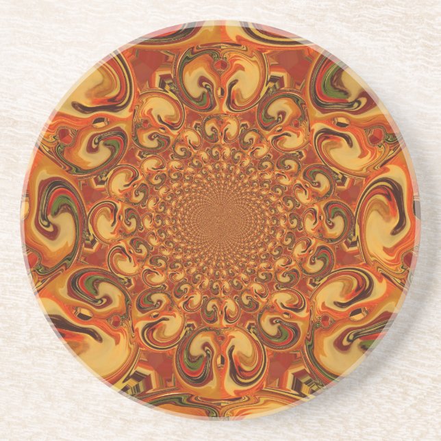 Swirling Abstrakt orange-, brun- och grönt-toner Underlägg Sandsten (Framsidan)