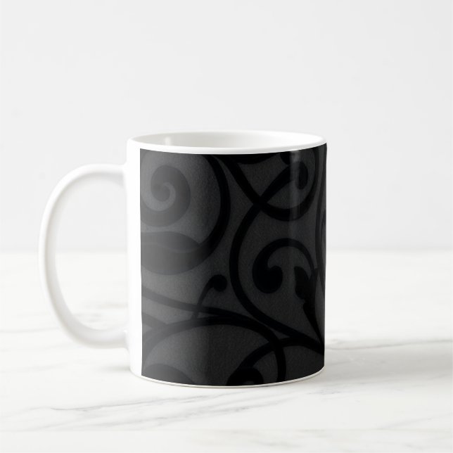 Swirling Black Abstrakt Mönster Kaffemugg (Vänster)