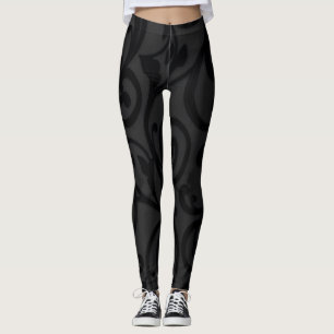 Swirling Black Abstrakt Mönster Leggings
