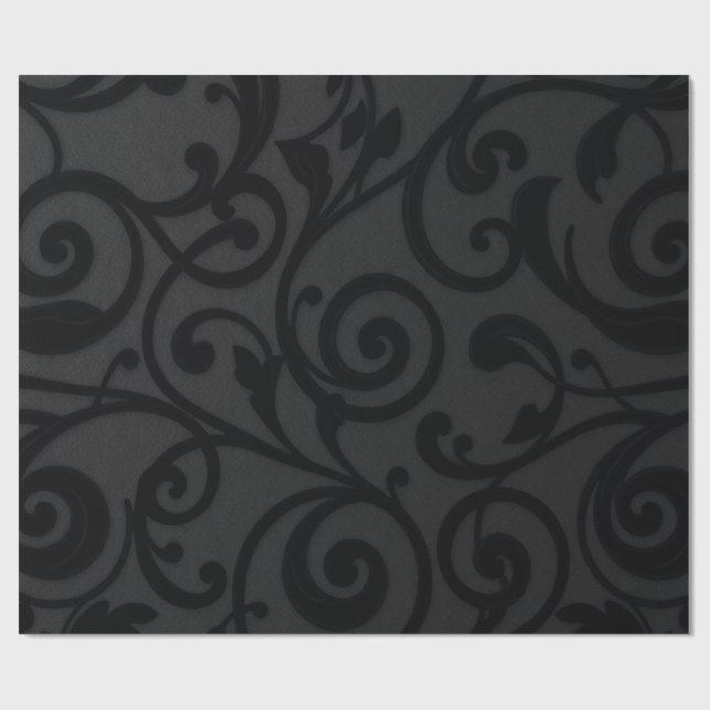 Swirling Black Abstrakt Mönster Presentpapper (Platt)