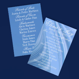 Swirling Blue Satin Bröllop Program
