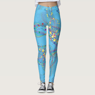 Swirling-bubblor i Blå BG i mönster L med flera fä Leggings