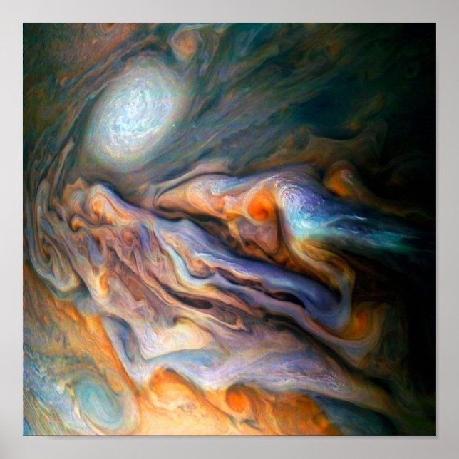 Swirling Clouds Jupiter North Temperate Bälte Poster (Framsidan)