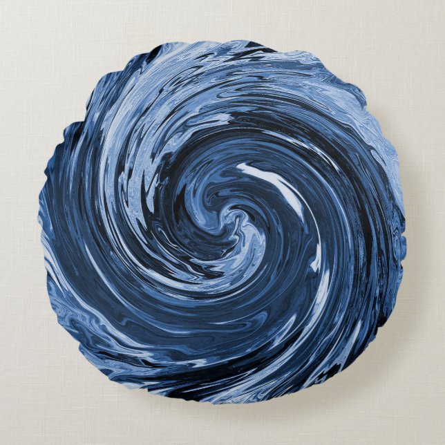 Swirling Curling-våg.. Rund Kudde (Framsidan)