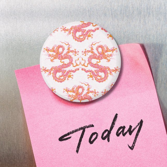 Swirling Dragon in Pink and Orange Magnet (Skapare uppladdad)