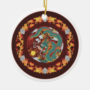 Swirling Dragon Julgransprydnad Keramik